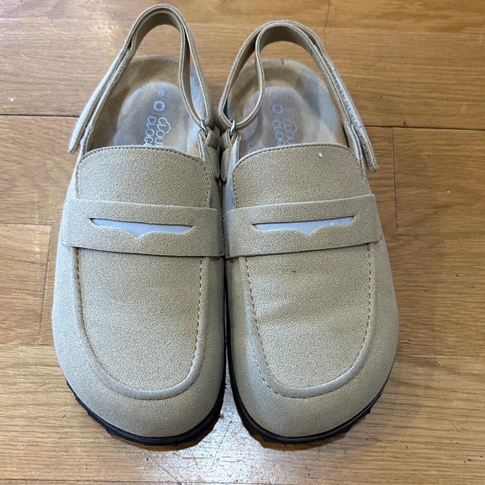 Kids Beige Slip-On Loafers with Heel Strap